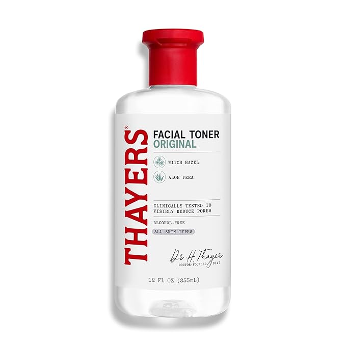 THAYERS Alcohol-Free, Hydrating Original Witch Hazel Facial Toner with Aloe Vera Formula, Vegan, Dermatologist Tested and Recommended, 12 Oz (Packaging May Vary)