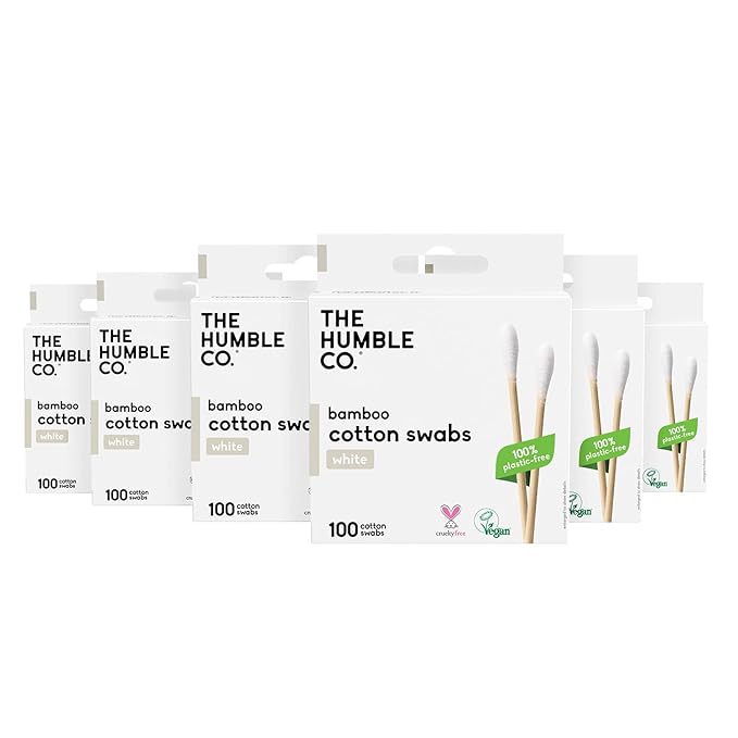 The Humble Co. Bamboo Cotton Swabs (600 count) - Cotton Swabs and Cotton Buds for Ears, Makeup, Pet Care and Cleaning (White)