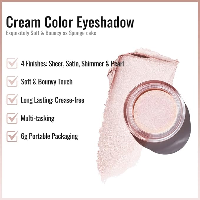 Oulac Cream Eyeshadow also for Highlighter Large Capacity Highly Pigmented Eye Shadow Waterproof &Long Lasting with Moisturizing Formula, Shimmer Glitter Eye Makeup Set 2