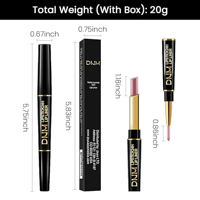 evpct 1Pcs Nude Brown Metallic Shine Shimmer Lip Liner and Lipstick Combo Set Kit for Women, Lightweight Hydrating Formula High Impact Full Coverage Lipstick and Lip Liner Makeup Gloss, 18#