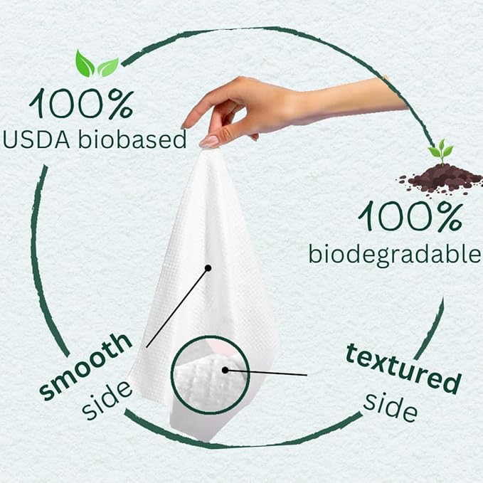 FRESH TOWELS Disposable Face Towels, Makeup Removal Face Towelettes & Dry Wipes, 150 Ct, 3 Packs