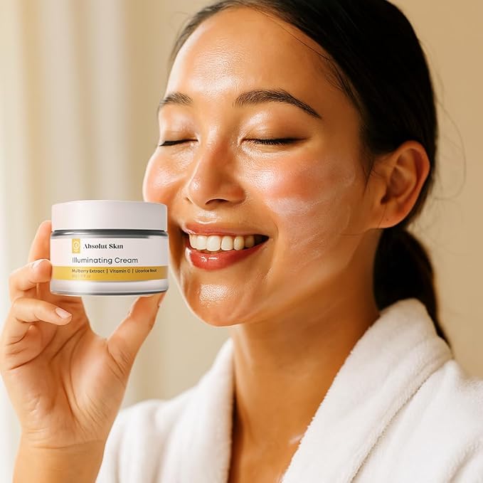 AbsolutSkin Illuminating Cream – Skin Brightening Moisturizer with Vitamin C, Mulberry & Licorice Extract – Hydrates & Evens Tone – 50ml
