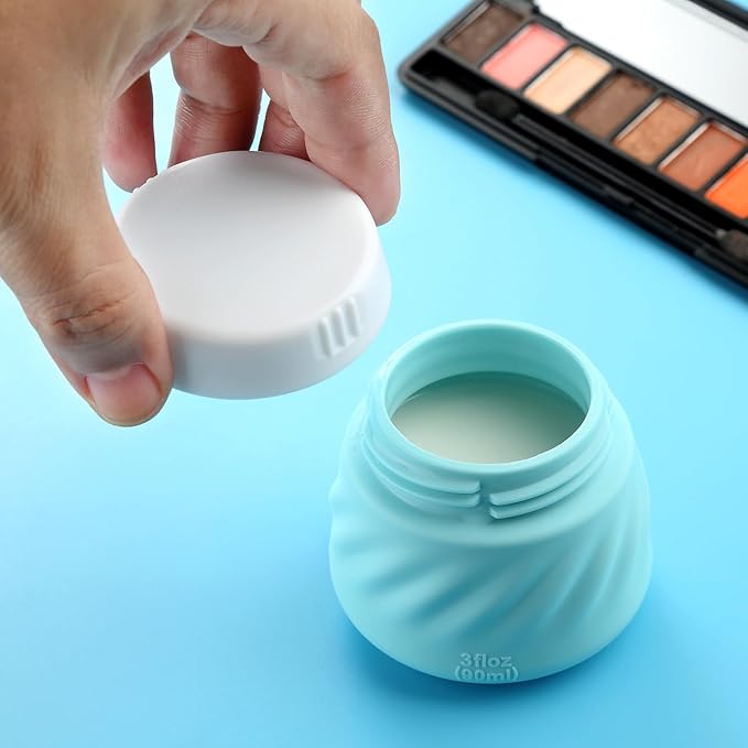 Gemice Silicone Cream Jars, TSA Approved Containers for Toiletries With Toiletry Bag, Wide Mouth Leak-proof Accessories With Lid for Cosmetic Cream (4 Pack)