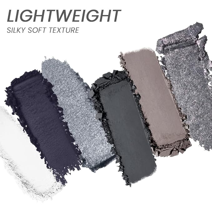 25-Color Black Matte & Shimmer Eyeshadow Palette – High Pigmented Silver Cool Smoky Pearlescent Dark Shades for Goth Makeup, No Fading, No Smudge, Long Lasting Waterproof