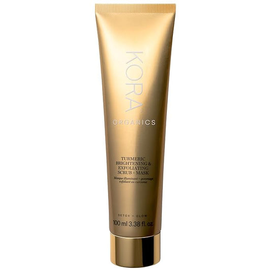 KORA Organics Turmeric Brightening & Exfoliating Mask, Multi-Use Facial Scrub, Polish & Illuminate, Certified Organic Exfoliating Face Mask, Cruelty Free Exfoliator - 3.38 fl oz