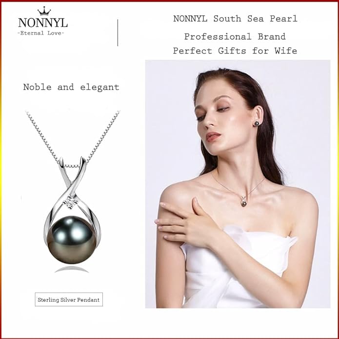 Gifts for Wife Women Anniversary-Tahitian Black Pearl Necklace-Mom Girlfriend Her Fine Jewelry Mothers Day Valentines Christmas Birthdays Gift