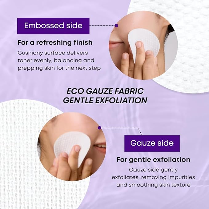 Eggplant Peeling Toner Pads – Korean Toner Pads Exfoliating, Dual Action for Pore Care & Skin Barrier, Improves Rough and Dull Skin, Removes Dead Skin & Blackheads, Dual Side Cotton, 50 Pad