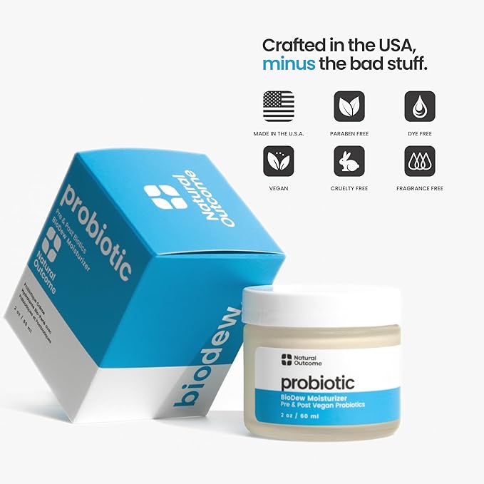 natural outcome Pro Biotic Moisturizer - Probiotic Face and Skin Cream, Hydrating Vegan Bio Moisturizer, Organic, Cruelty-Free Skincare Solution for Radiant, Balanced Skin