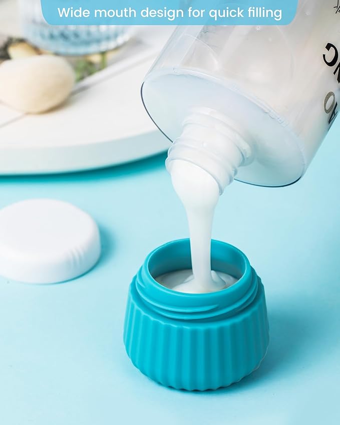 Travel Containers for Toiletries 4 Pack, TSA Approved Travel Size Toiletries, Travel Size Containers, With Clear Bag Leak Proof Silicone Jars, Travel Essentials Creams Jars Carrying Small Items