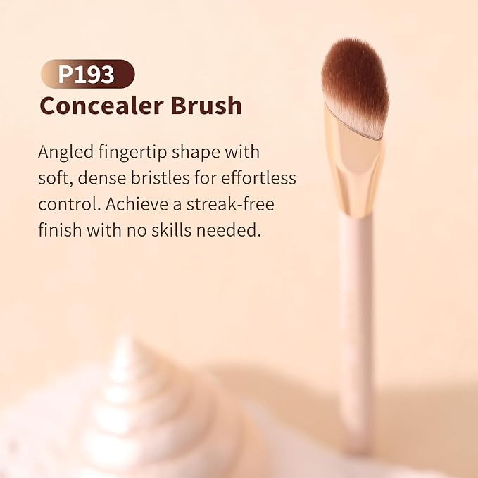 Small Angled Concealer Brush For Under Eye Brightening, Precision Face Makeup Brush (193 concealer brush-Pink)