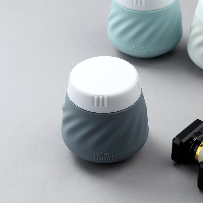 Gemice 4 OZ Travel Size Containers for Toiletries, 4-Pack Leak-Proof Silicone Slime Jars with Lids, BPA Free Small Round Cosmetic Slime Container for Lotion, Cream, Ointments, Travel Essentials