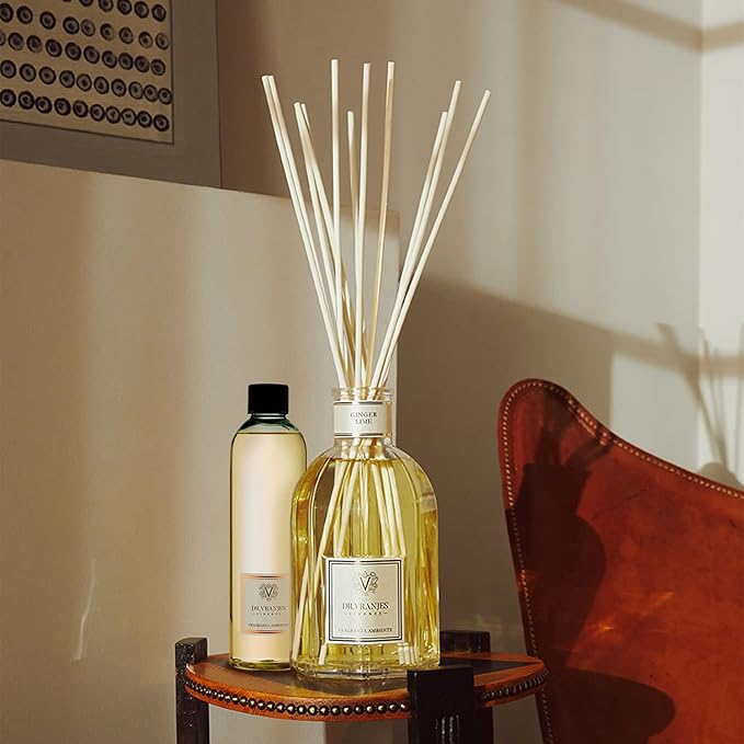 Dr. Vranjes - Ginger Lime 500 ml Refill + Double Pack of White Sticks (3 Pieces Bundle)- Luxury Home Fragrance, Made in Italy, Main Scent: Fruity, Olfactory Pyramid: Lime, Ginger, White Pepper
