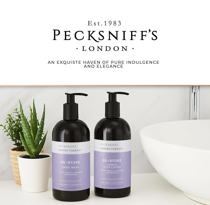 Pecksniff's Aroma:Therapy Re-Store Duo Caddy, 500 ml/16.9 fl oz Hand Wash and 500 ml/16.9 fl oz Hand & Body Lotion