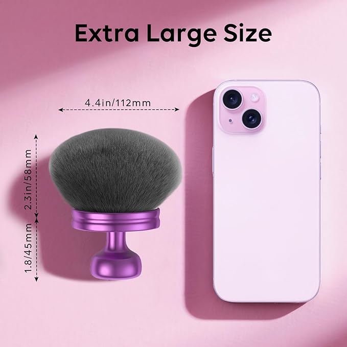 4.4 Inch Extra Large Kabuki Brush, Big Body Makeup Brush, Tanning Brush for Streak, Free Application, Dry & Wet Use, Durable Design - Perfect for Sunless Tanning, Body Lotion, Moisturizer