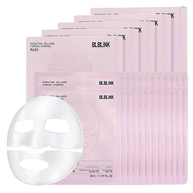 5 Pack Moisturizing Collagen Firming Hydrogel Mask 34gx25ea, Overnight Repair for Dry Skin, Collagen Face Masks, Firming & Anti-Aging, Hydrating Face Masks，Skincare