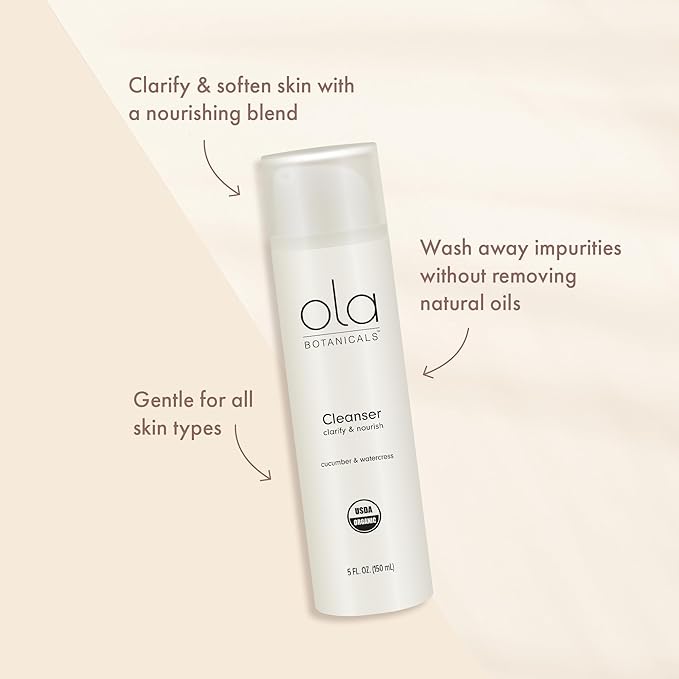 Ola Botanicals Organic Cleanser (5 Fl. Oz.), 1 Bottle, Clarify & Nourish Skin, Certified USDA Organic, Gluten Free, Soy Free, Dr. Mercola