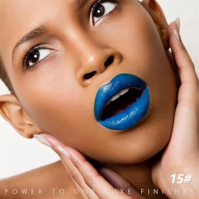 Nuetral Blue Matte Creamy Lipstick for Women, Longwear Lip Gloss Face Paint Stick, Lip Stick Stain Long Lasting Waterproof Easy Application Full Coverage Velvet Gloss for Party Halloween Makeup 15