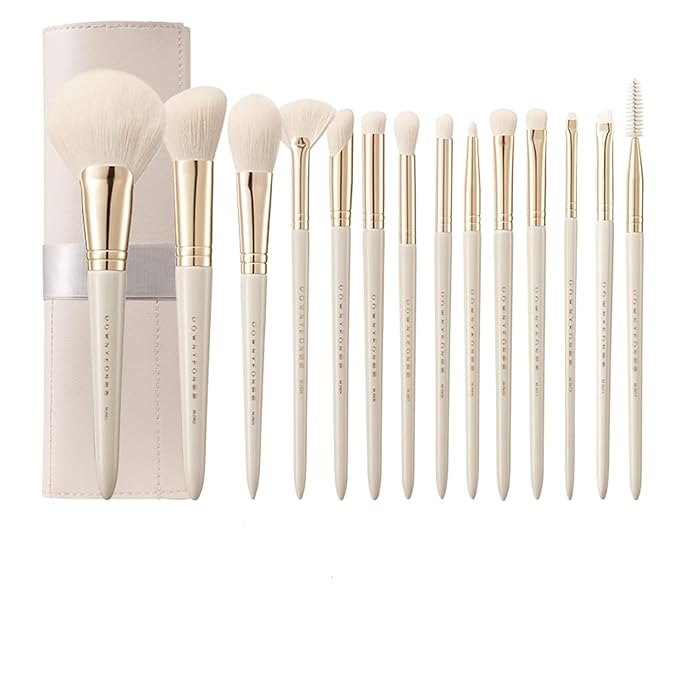 Makeup brush gift set: 14 piece professional makeup brush advanced synthetic kabuki brush set foundation make-up powder blusher eye shadow concealer high gloss brush mixed makeup brush set