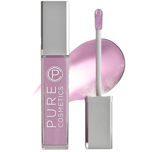 Pure Illumination Light-Up Lip Gloss with LED-Lit Applicator Brush + Side Mirror, Non-Sticky, Moisturizing Hydrating Lip Glosses with Lanolin, Jojoba Oil, & Vitamin E, Charmed