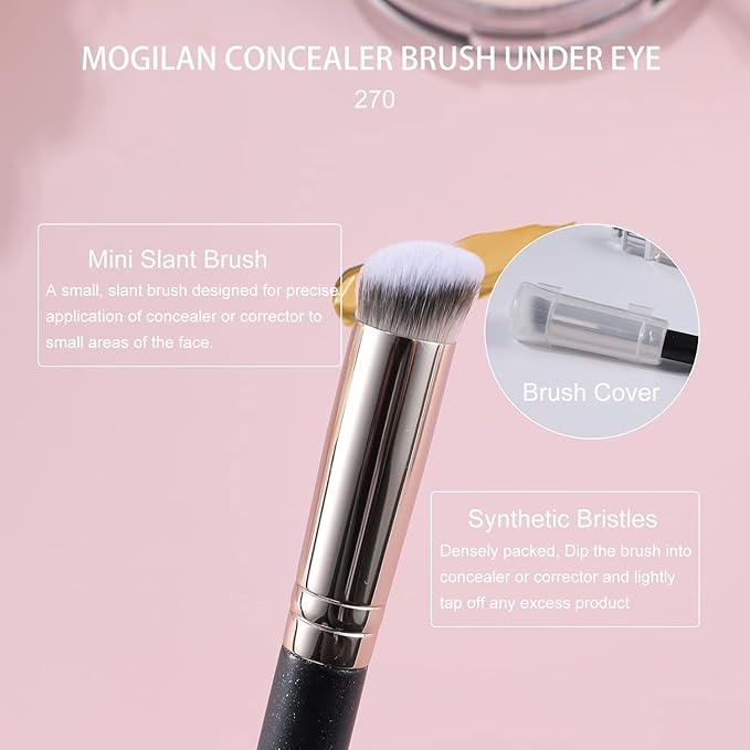 Concealer Brush Under Eye Nose Contour Brush for Concealing, Blending, Buffing with Powder, Liquid, Cream Cosmetics, Full Coverage Vegan Makeup Brushes