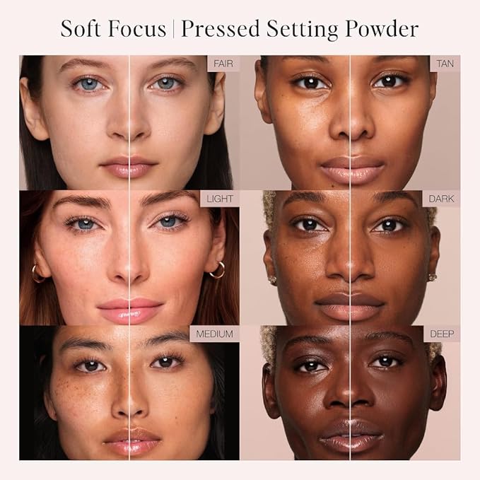 Jouer Soft Focus Hydrate & Setting Powder - Pressed Powder with Matte Finish - Blurring Powder for Fine Lines and Pores - Set Face Makeup Foundation or Concealer - Deep
