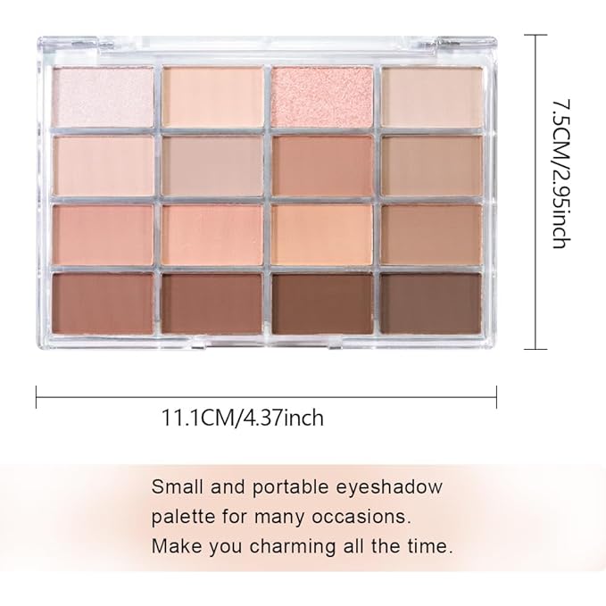 AMY'S DIARY 16 Colors Nude Brown Eyeshadow Palette – Matte & Shimmer Finishes – Warm Caramel, Mocha, Champagne & Taupe Tones eye shadow – Highly Pigmented Neutral Eye Makeup Palette for woman