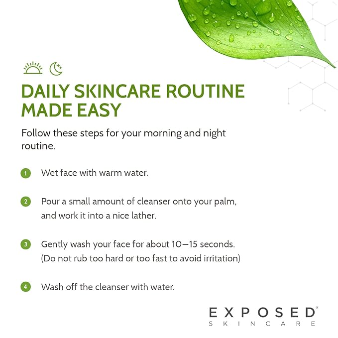 Exposed Skin Care Acne Facial Cleanser – Gentle Salicylic Acid Face Wash for Acne-Prone Skin – Pore Clarifying Wash for Teens & Adults, All Skin Type
