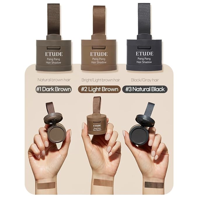 ETUDE Hair Pang Pang hairline powder Root Touch Up, Waterproof, For Facial Makeup, Hairline and Thin Hair - Natural Black