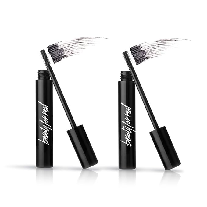 Beauty for Real Hi-Def Mascara, Just Black - Set of 2 - Defining & Volumizing Lash Definer - Humidity & Smudge Proof - Micro Brush Ensures Versatile Application - 1.5 oz