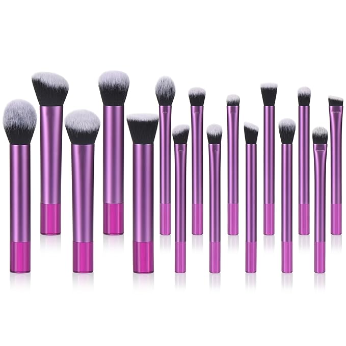111 Transparent Makeup Brushes 22 Pcs Makeup Kit, Premium Synthetic Foundation Brush Eyeshadow Brush Make up Brushes Set With Beauty puff (purple，short, 22pcs)