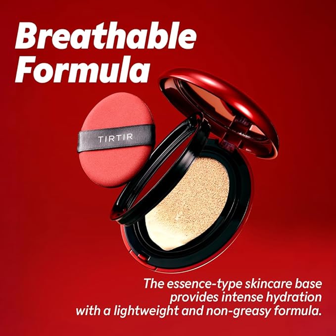 [*Mini Size*] TIRTIR Mask Fit Red Cushion Foundation | Full coverage, Weightless, Skin fit, Satin Glow Finish, Korean Makeup, beauty, Tattoo cover up, Buildable (#13C Fair, 0.15 Fl Oz)
