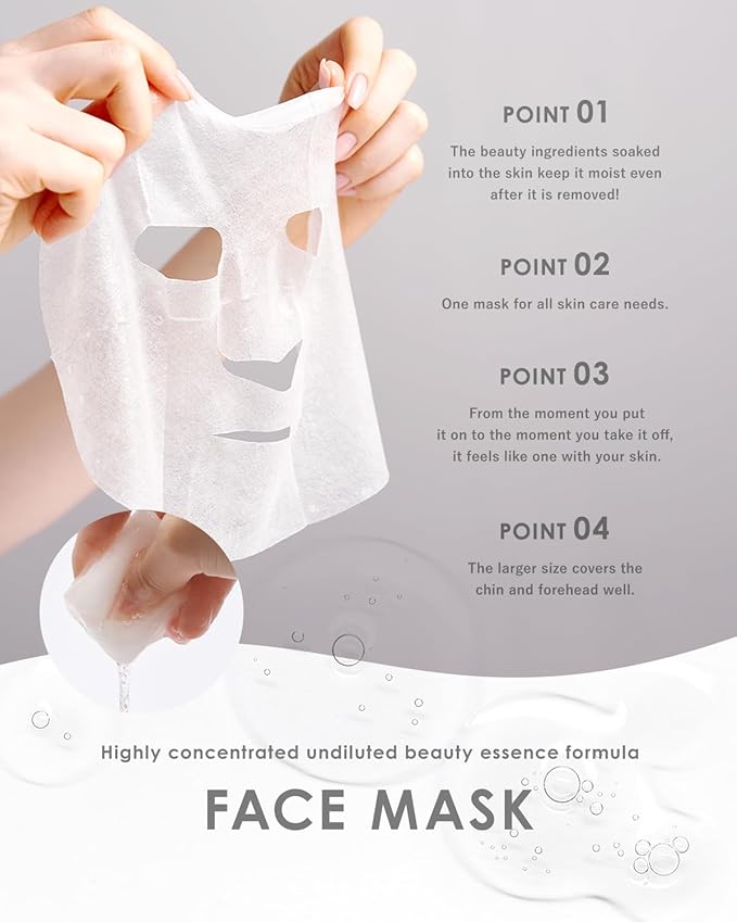 KisoCare Facial Sheet Mask (24 Pieces) 100% Pure Hot Spring Water, No Added Water Moisturizing Skincare