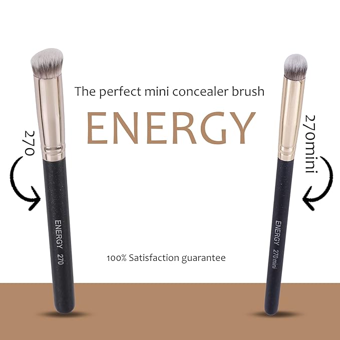 ENERGY Under Eye Concealer Brush Mini Flat Angled Kabuki Foundation Brush with Synthetic Bristles for Concealing Blending Setting Buffing with Powder Liquid Cream Cosmetics Vegan Makeup Brushes