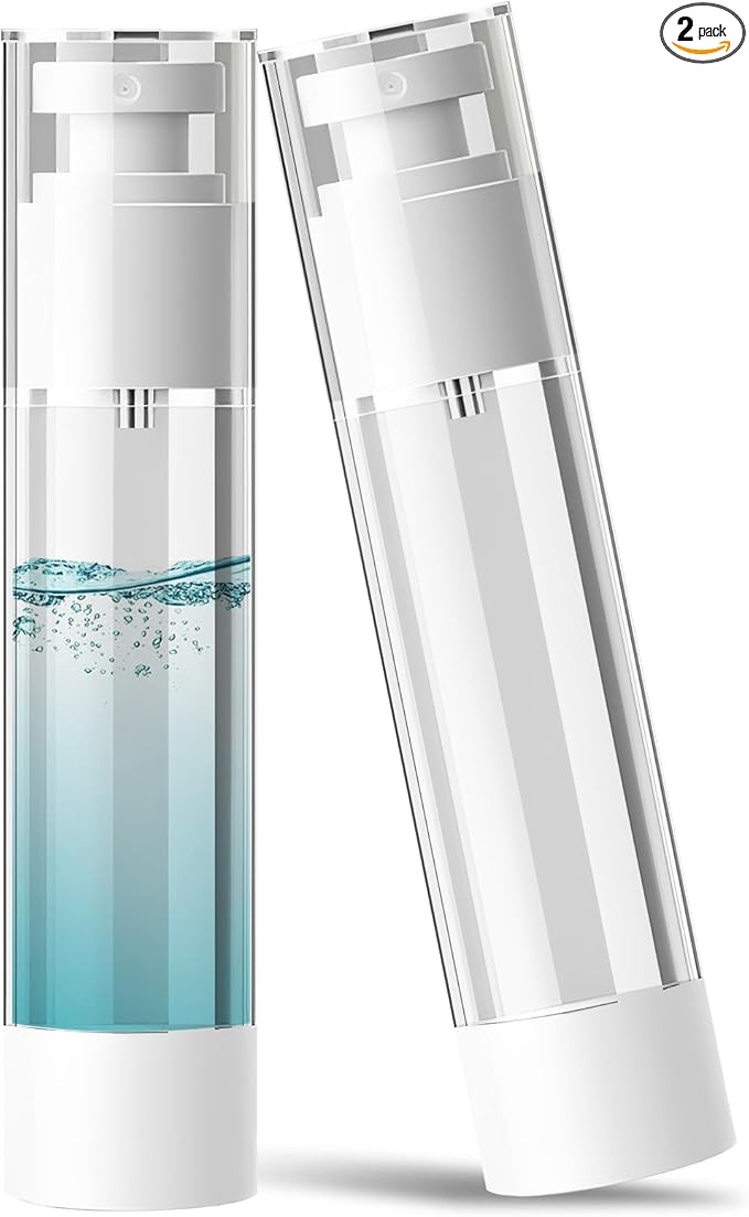 Airless Pump Bottles Travel Size 3.4oz/100ml - Refillable Travel Bottles for Toiletries - Leak Proof Airless Dispenser with Dustproof Cap for Skincare and Lotion