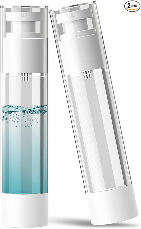 Airless Pump Bottles Travel Size 3.4oz/100ml - Refillable Travel Bottles for Toiletries - Leak Proof Airless Dispenser with Dustproof Cap for Skincare and Lotion