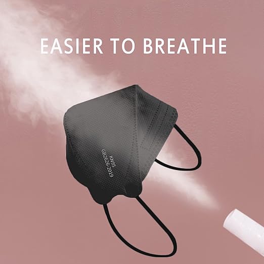 Borje KN95 Face Masks, Black Masks Disposable 100 pack, Individually Wrapped Respirator Mask Filter Efficiency 95% for Adult