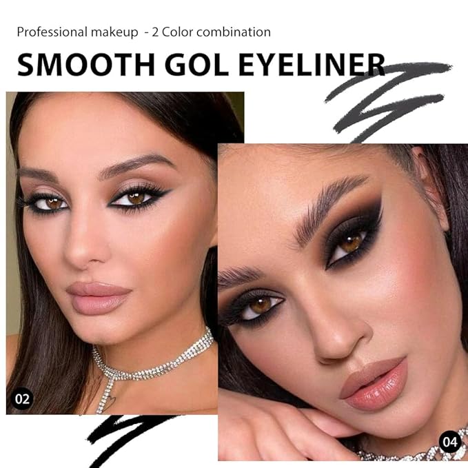 evpct 2Pcs Black Grey Gray Gel Eyeliner Pencil Eye Black Face Paint Stick Makeup Set Waterproof Matte Cream Crayon Eyeliner Pencil Set Cat Eye Liners Eyeshadow Guide delineador de ojos contra el agua