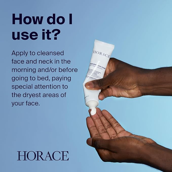 HORACE Rich Face Moisturizer for Men - Hydrating Cream with Organic Prickly Pear Oil and Shea Butter - Moisturising Skincare for All Skin Types - Unscented, 2.5 fl.oz