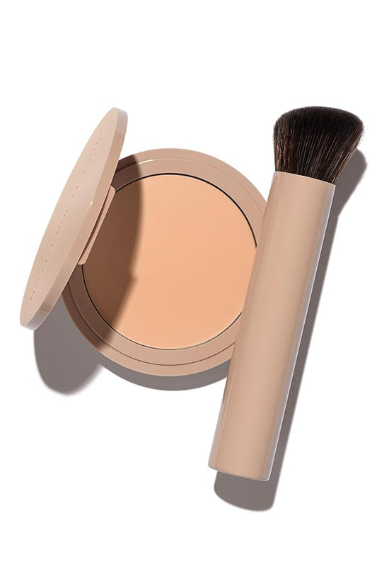 No Makeup Makeup Long-Lasting Lightweight Foundation & Brush Duo | Cruelty-Free, Fragrance-Free, Buildable, Transfer-Proof Makeup (Fair)