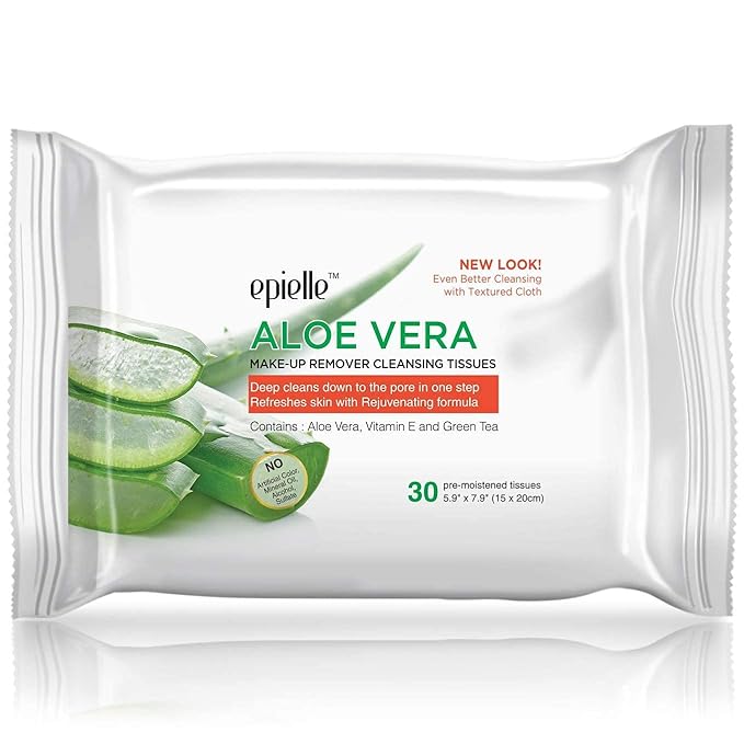 Epielle Makeup Remover Wipes, Remove Dirt, Oil, Waterproof Mascara, Gentle Daily Facial Cleanser Towelettes with Collagen, Tea Tree & Aloe Vera, Hypoallergenic & Alcohol-Free, 30 Count (Pack of 6)