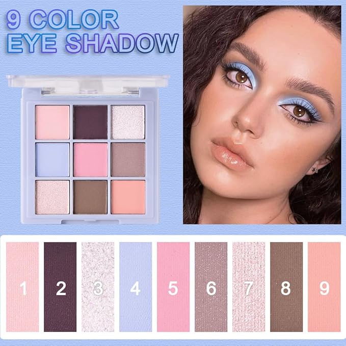 Pink Brown Matte Shimmer Eye Shadow Palette for Eye Makeup, High Pigmented Neutral Nude Silver Shadow Primers Powder Palet de sombras de ojos for Long Lasting Naturing-Looking