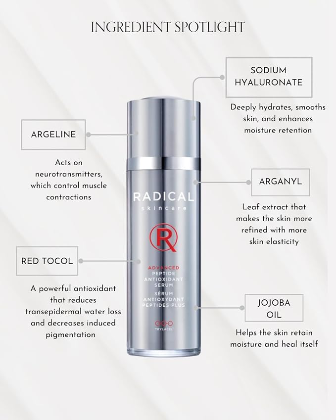 Radical Skincare Advanced Peptide Serum - Repairs and Smooths Skin to Reduce the Appearance of Wrinkles & Boosts Elasticity - For All Skin Types - Paraben Free - Assured Results (1 Fl Oz)