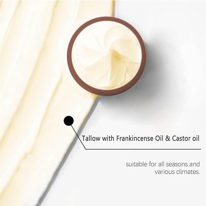 Grass-fed Beef Tallow with Frankincense Oil & Castor oil, Tallow and Manuka Honey Balm, Beef Tallow Moisturizer for Skin for Face, Body (2)