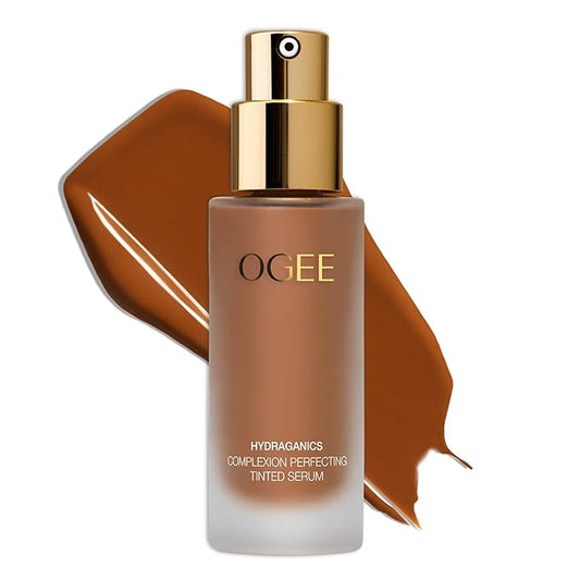 Ogee Complexion Perfecting Liquid Foundation - Lightweight Tinted Moisturizer For Face (Chestnut 13.75W - Deep Auburn, Rich-Golden Undertones) - with Vitamin C & Jojoba Oil - Certified Organic
