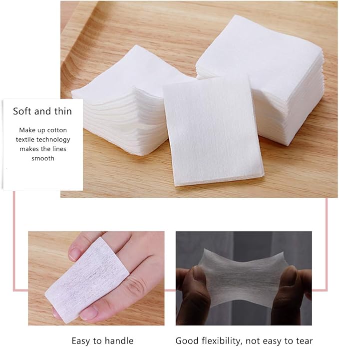 1000 PCS Thin Makeup Facial Cotton Pads, Square Facial Lips Eyes Makeup Remover Pads, Nails Polish Remover Cotton Pads, Non-Woven, Soft, Lint Free