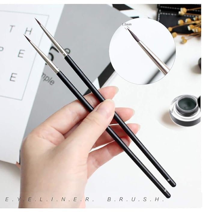 Eye Makeup Sable Eyeliner Brushes, 6 Pcs Ultra Fine Soft Sable Eyeliner Makeup Tools for Women to Accurately Apply Gel and Wet Powder