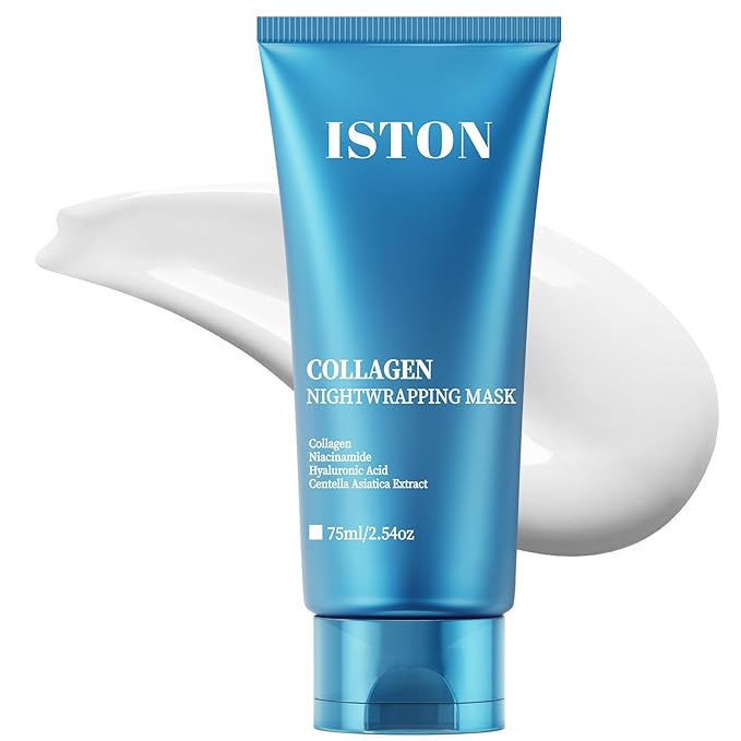 ISTON Collagen Night Wrapping Mask for Glass Skin - Elasticity& Hydration Boost,Reduces Dullness&Radiant Skin| Easy Peel-Off Collagen Face Mask Skin Care