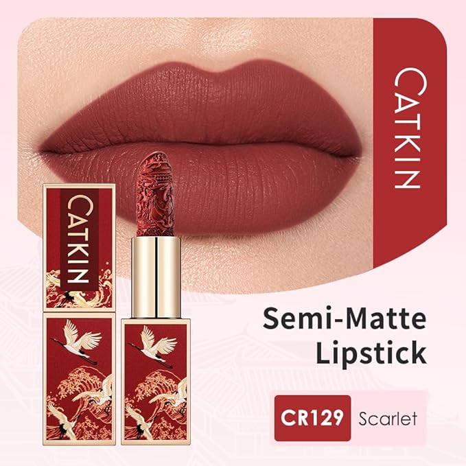 Catkin Semi-Matte Lipstick Hydrating High Impact Color Infused with Vitamin E and Avocado Oil Smooth Soft Texture Long Lasting Matte Finish 129