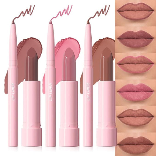 6Pcs 2 in 1 Matte Lipstick Lip Liner Pencil Set,Waterproof Lip Stick Lip liner Combo for Old Women Long Lasting Lipstick Crayon,labiales mate 24 horas originales
