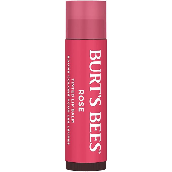 Burt's Bees Lip Tint Balm Stocking Stuffers Gifts, Long Lasting 2 in 1 Duo Tinted Balm Formula, Color Infused with Hydrating Shea Butter for a Natural Looking Buildable Finish, Petal Rose (16-Pack)